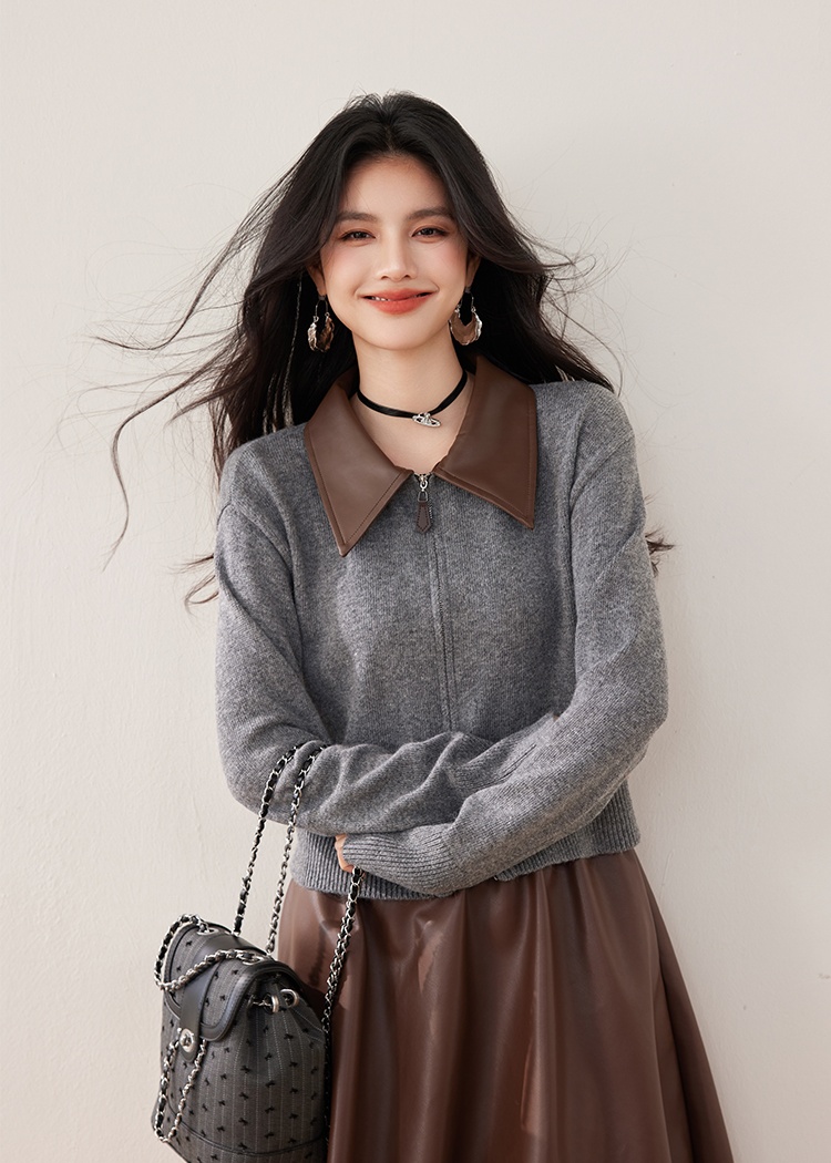 Loose cardigan splice sweater for women