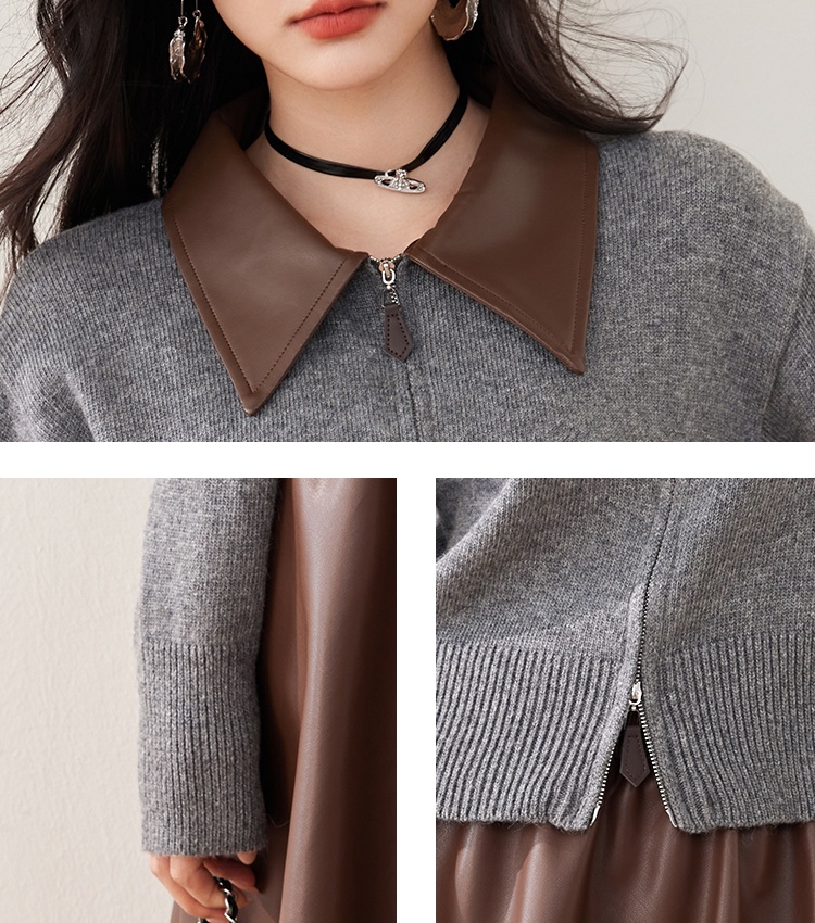 Loose cardigan splice sweater for women