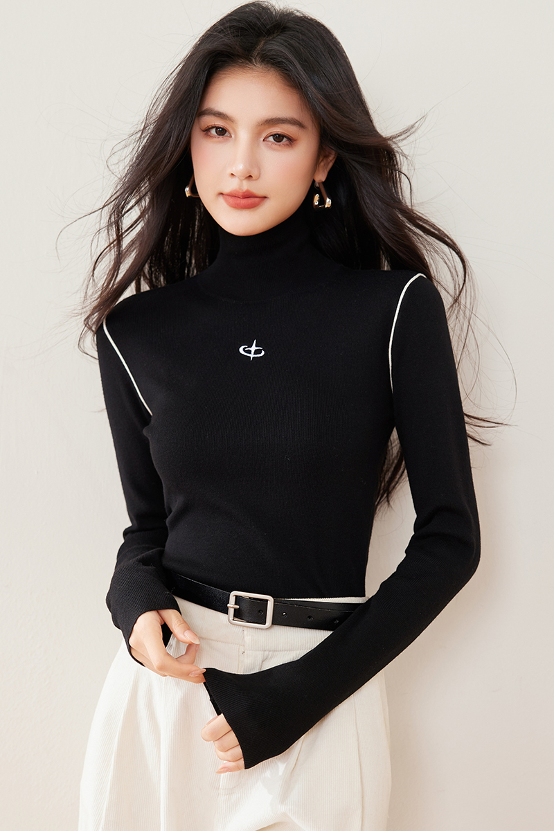 All-match wool basis knitted tops for women