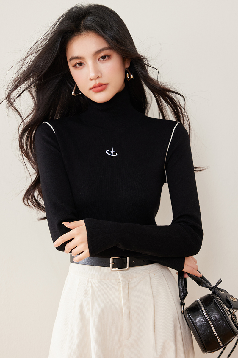 All-match wool basis knitted tops for women