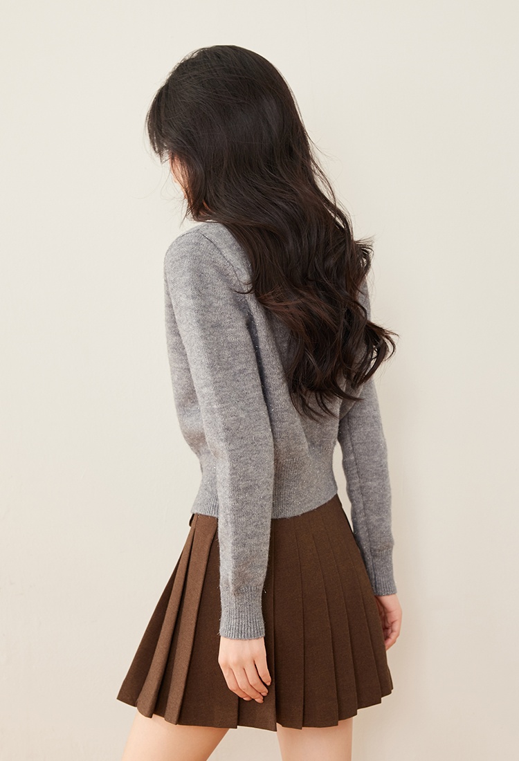 Embroidery knitted winter bow cardigan