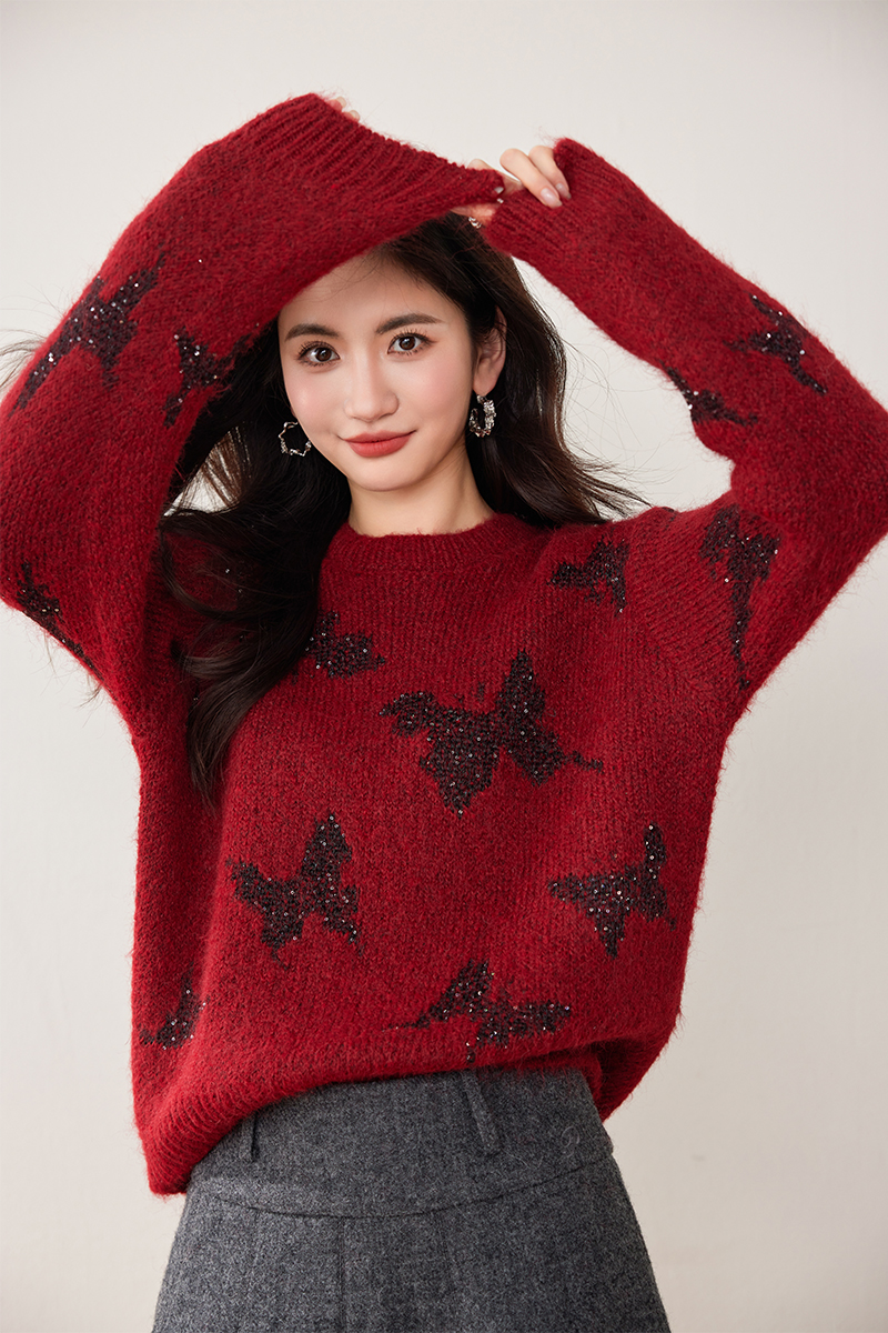 Sequins knitted cardigan autumn sweater for women