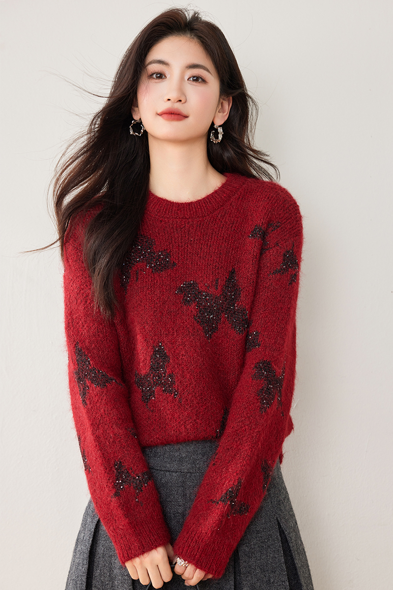 Sequins knitted cardigan autumn sweater for women