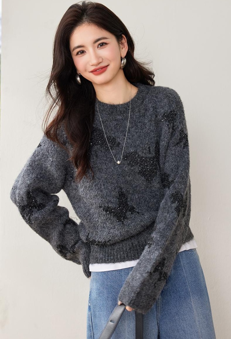 Sequins knitted cardigan autumn sweater for women