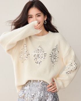 Long sleeve sequins sweater autumn and winter tops