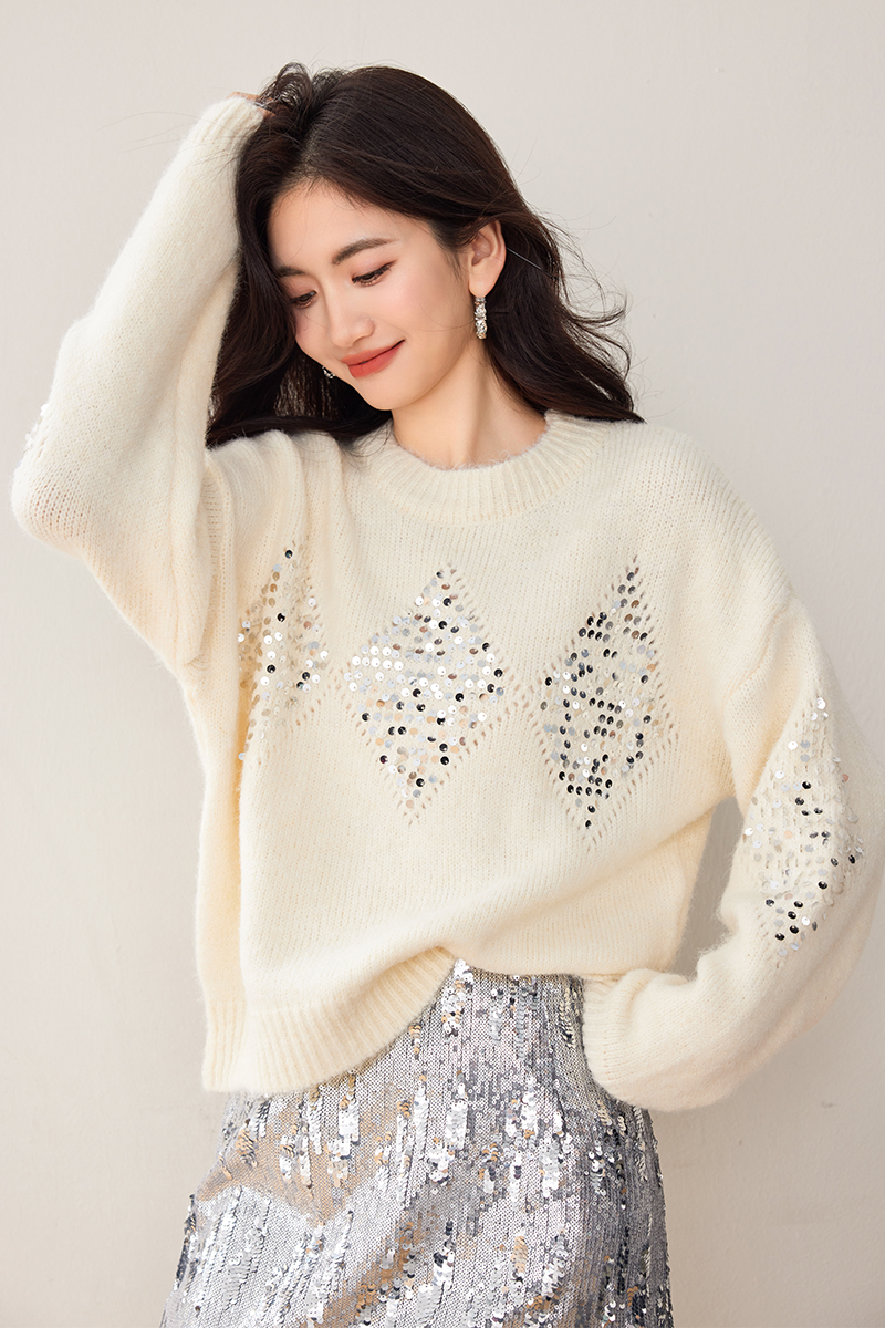 Long sleeve sequins sweater autumn and winter tops