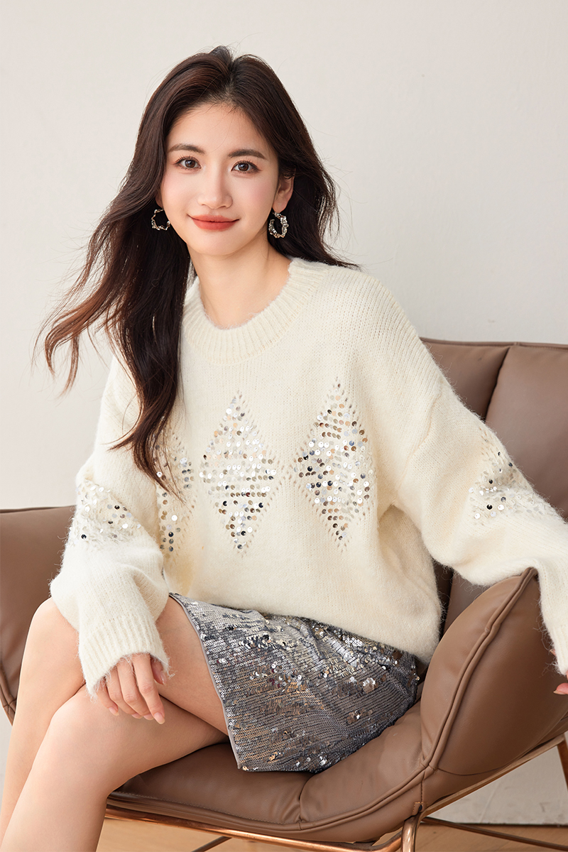 Long sleeve sequins sweater autumn and winter tops