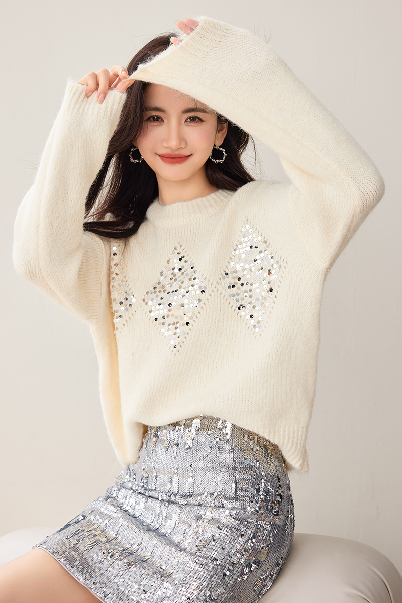 Long sleeve sequins sweater autumn and winter tops