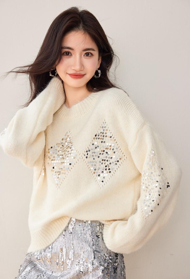 Long sleeve sequins sweater autumn and winter tops