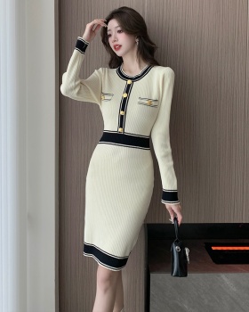 Chanelstyle knitted package hip temperament dress