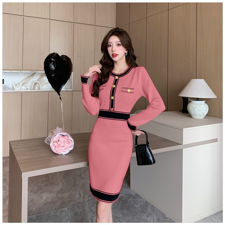 Chanelstyle knitted package hip temperament dress