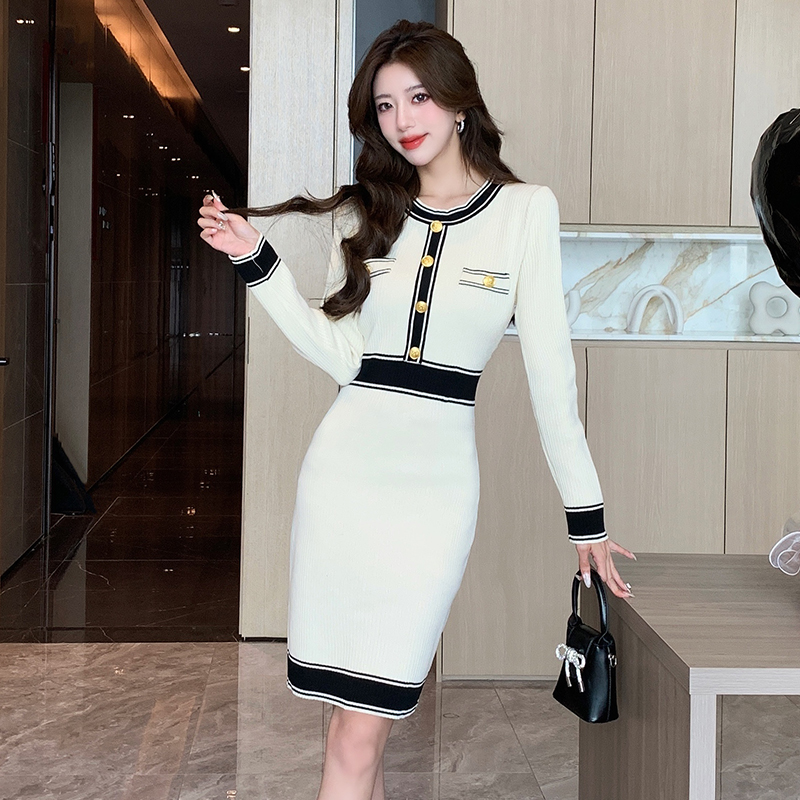 Chanelstyle knitted package hip temperament dress