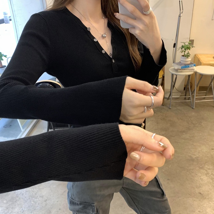 Autumn and winter Korean style tops V-neck sweater for women