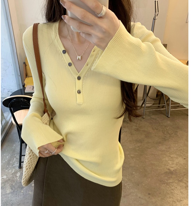 Autumn and winter Korean style tops V-neck sweater for women