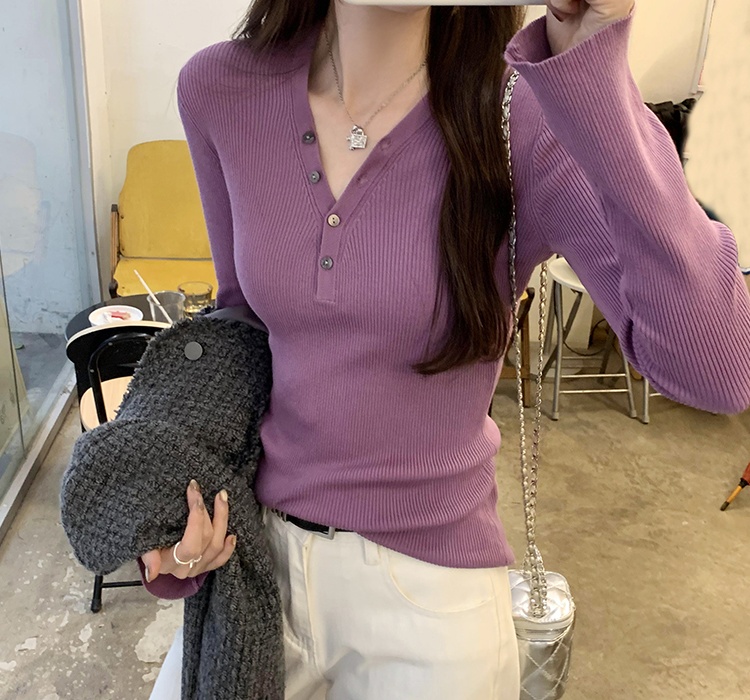 Autumn and winter Korean style tops V-neck sweater for women