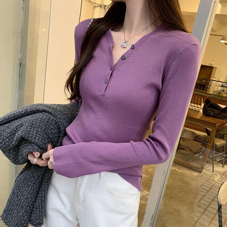 Autumn and winter Korean style tops V-neck sweater for women