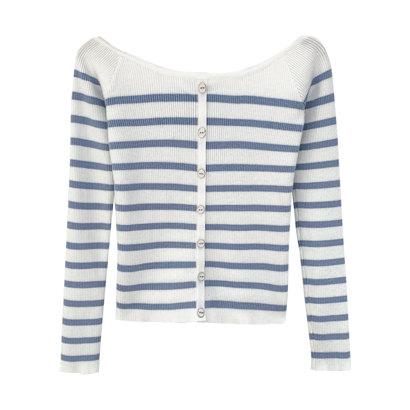 Long sleeve niche sweater stripe slim tops