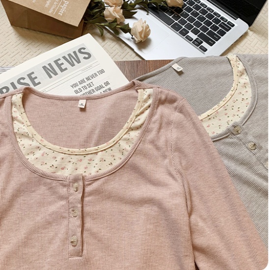 Floral tops long sleeve bottoming shirt for women