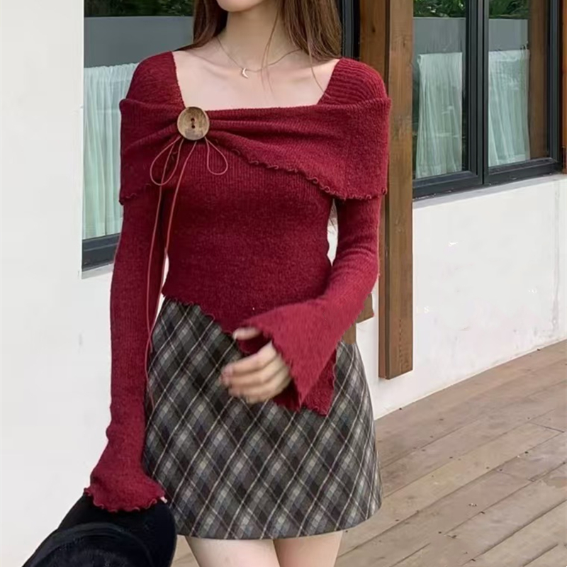 Long sleeve sweater irregular small shirt for women