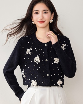 Beading chanelstyle tops autumn cardigan for women