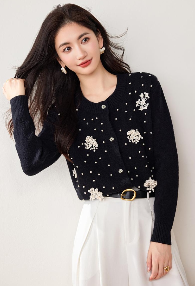 Beading chanelstyle tops autumn cardigan for women