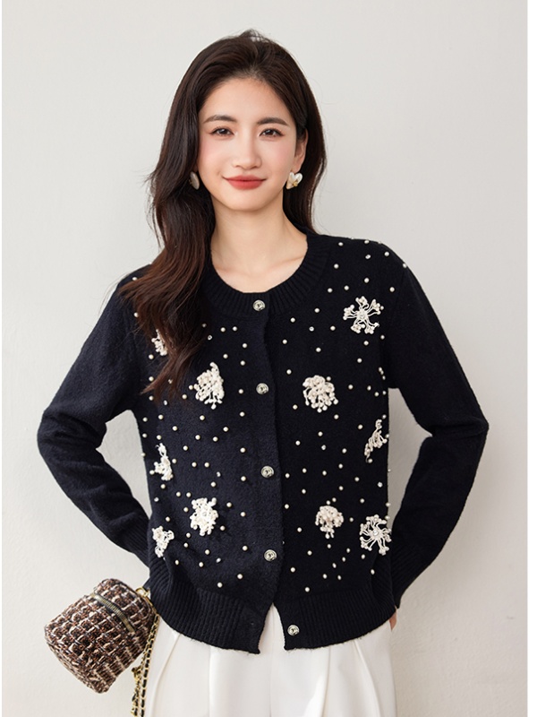 Beading chanelstyle tops autumn cardigan for women