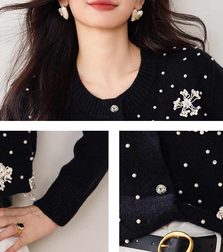 Beading chanelstyle tops autumn cardigan for women