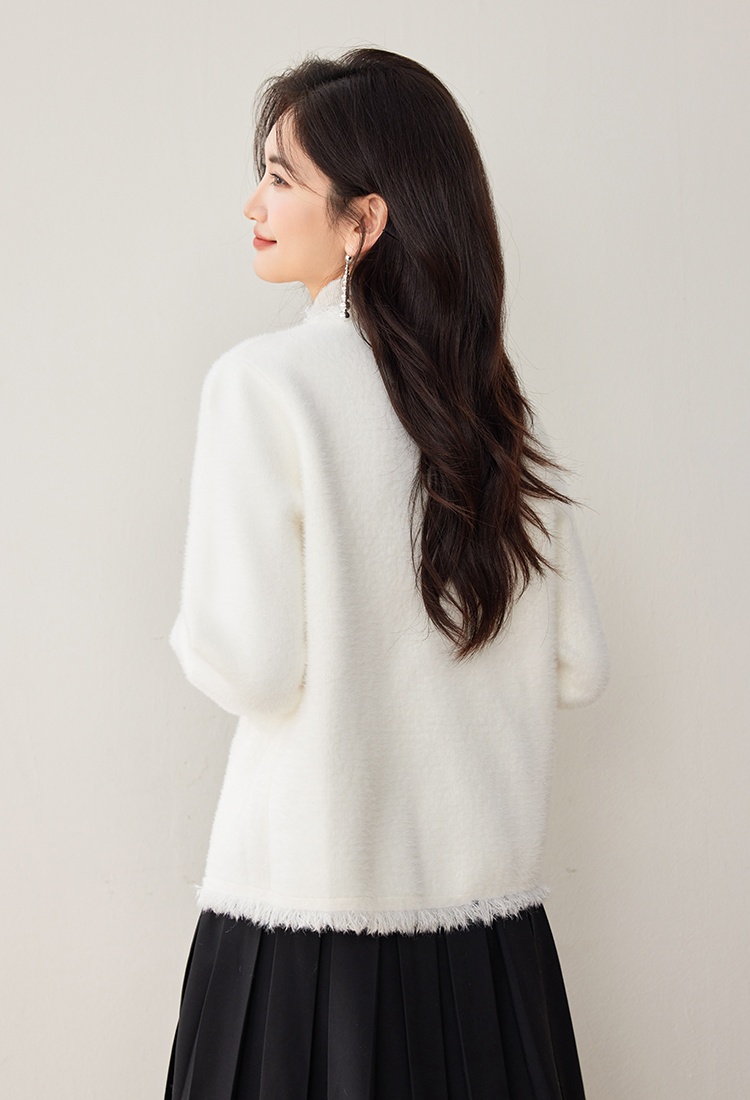 Chinese style V-neck cardigan lazy sweater