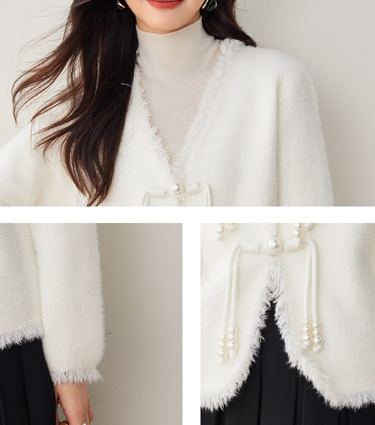 Chinese style V-neck cardigan lazy sweater