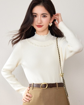 Beading bottoming sweater plus velvet tops for women