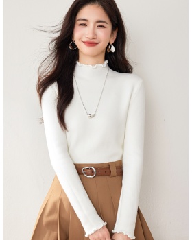 Sueding Korean style tops pure slim sweater for women