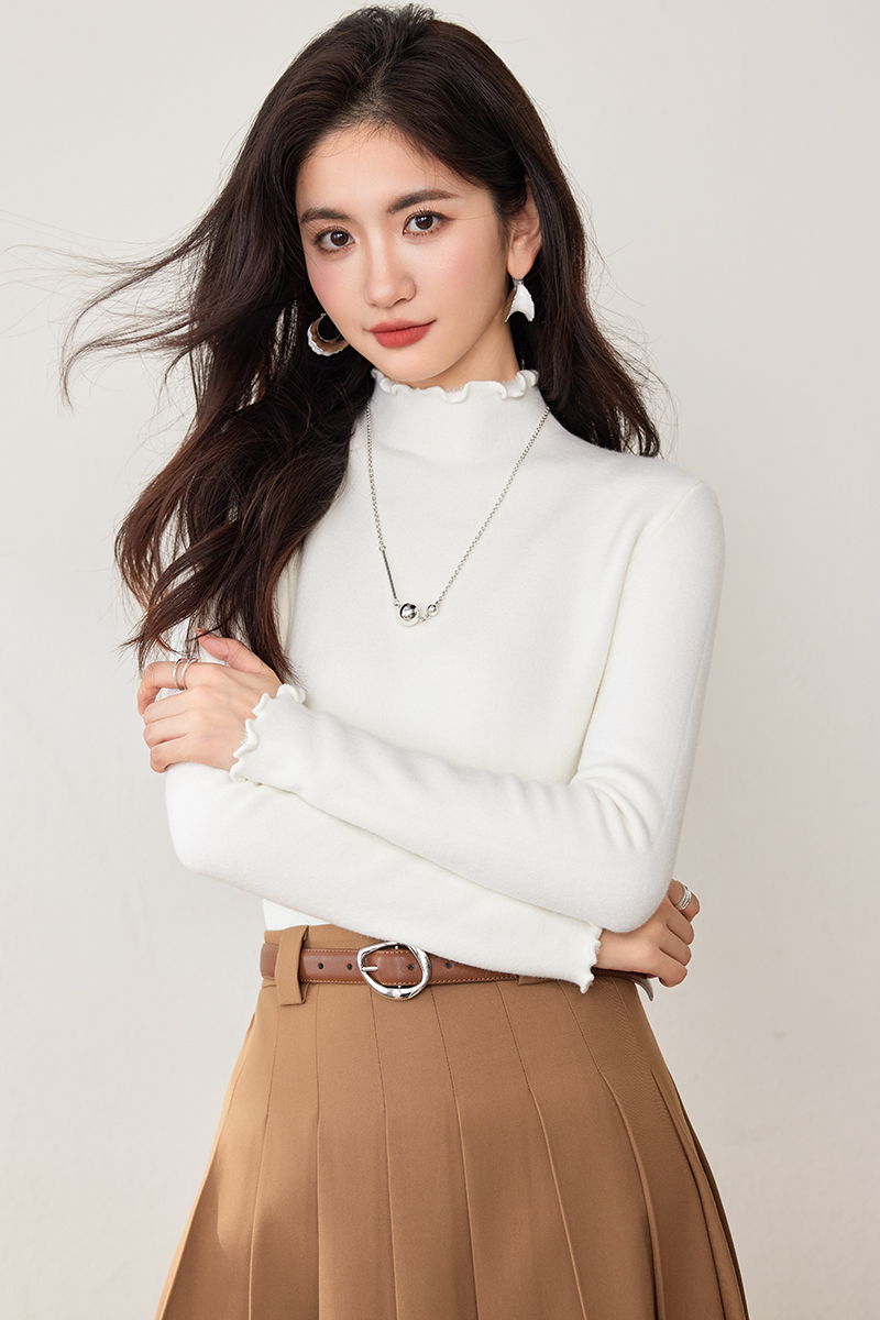 Sueding Korean style tops pure slim sweater for women