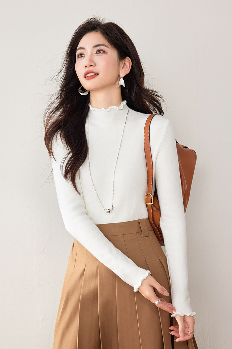 Sueding Korean style tops pure slim sweater for women