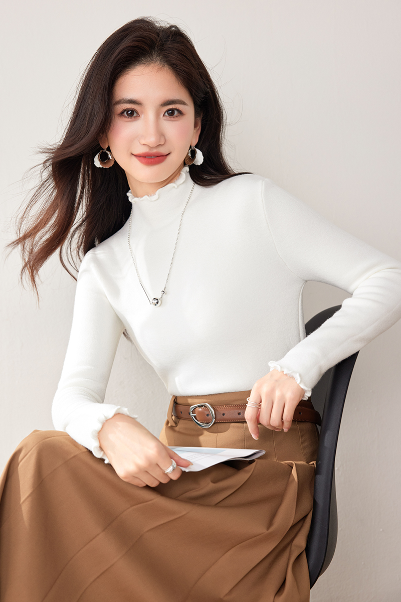 Sueding Korean style tops pure slim sweater for women