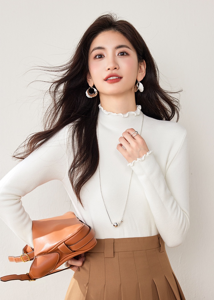 Sueding Korean style tops pure slim sweater for women