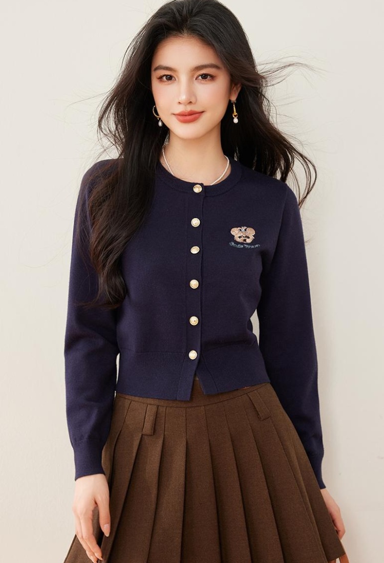 Embroidery sweet cardigan puppy winter tops for women