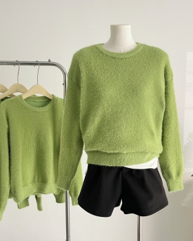 Pullover green sweater simple autumn and winter tops