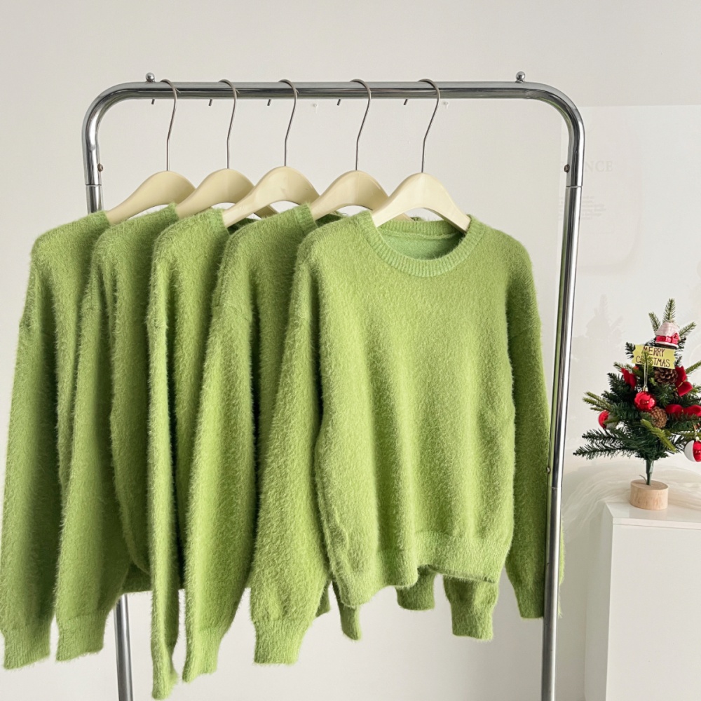 Pullover green sweater simple autumn and winter tops