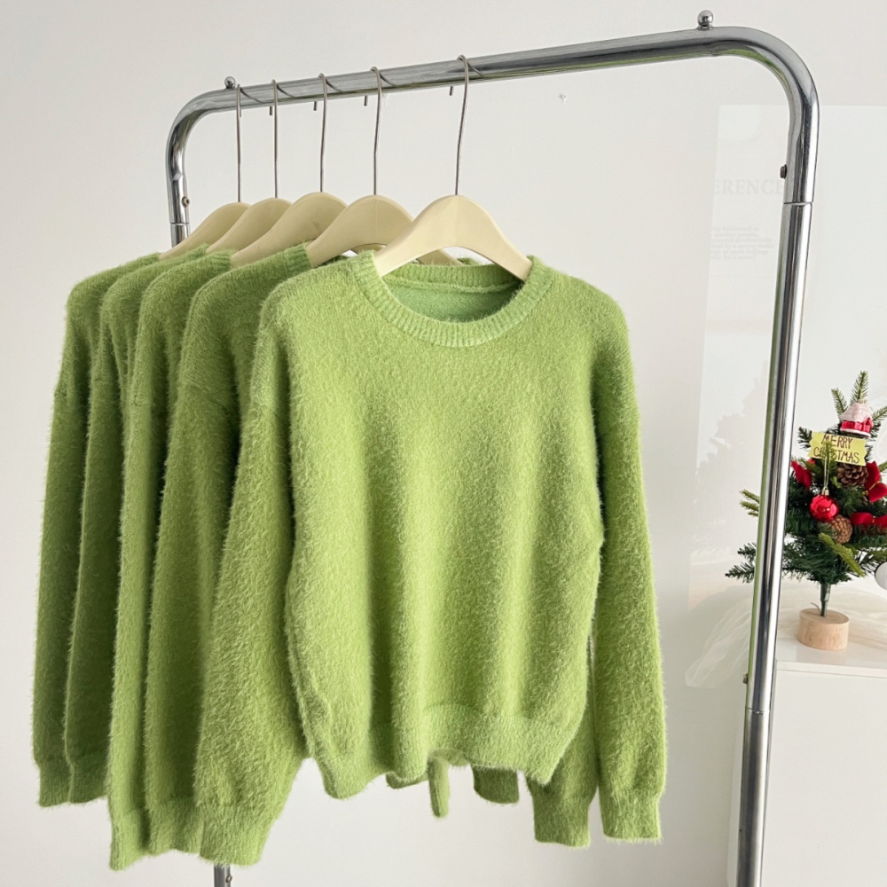 Pullover green sweater simple autumn and winter tops