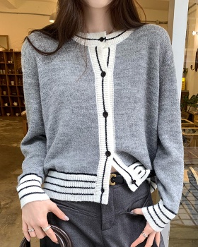 Splice stripe tops knitted sweater for women