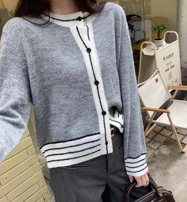 Splice stripe tops knitted sweater for women