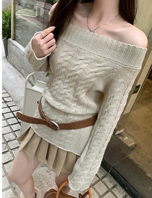 Autumn and winter strapless sweater wool tops for women