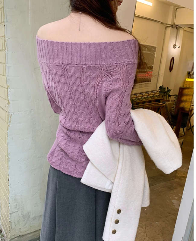 Autumn and winter strapless sweater wool tops for women