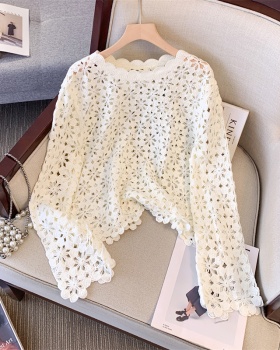 Niche spring crochet sweater hollow tassels tops for women