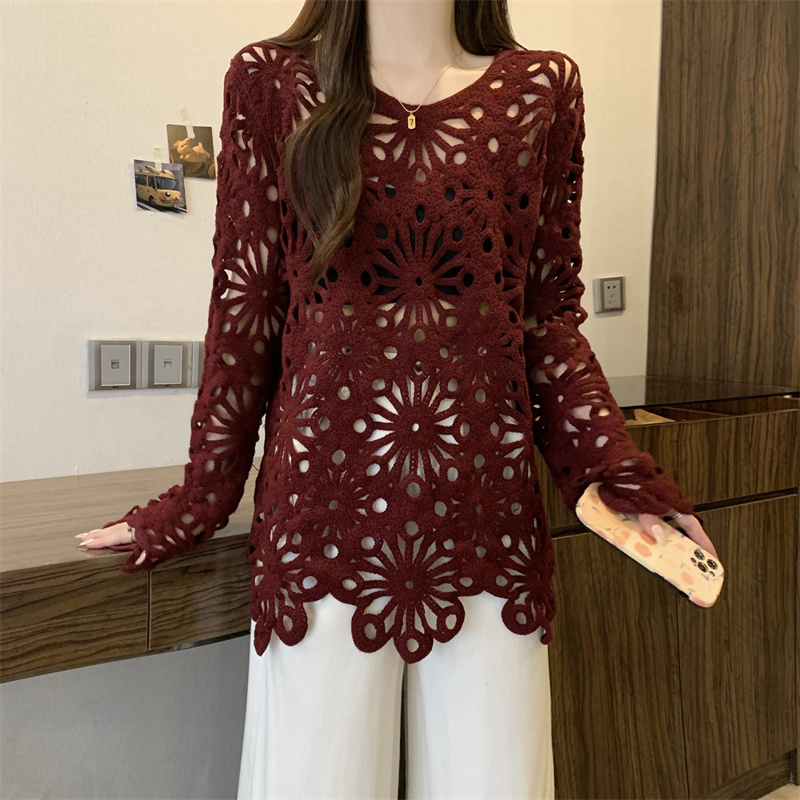 Spring shirt embroidery bottoming shirt for women