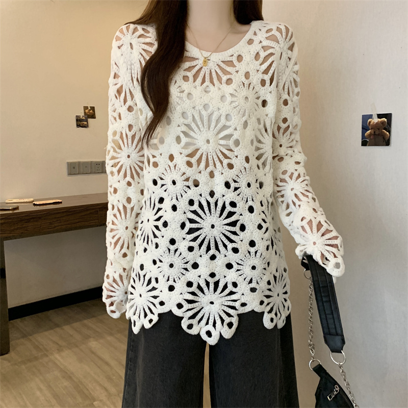 Spring shirt embroidery bottoming shirt for women