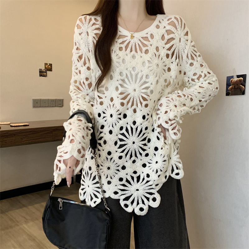 Spring shirt embroidery bottoming shirt for women