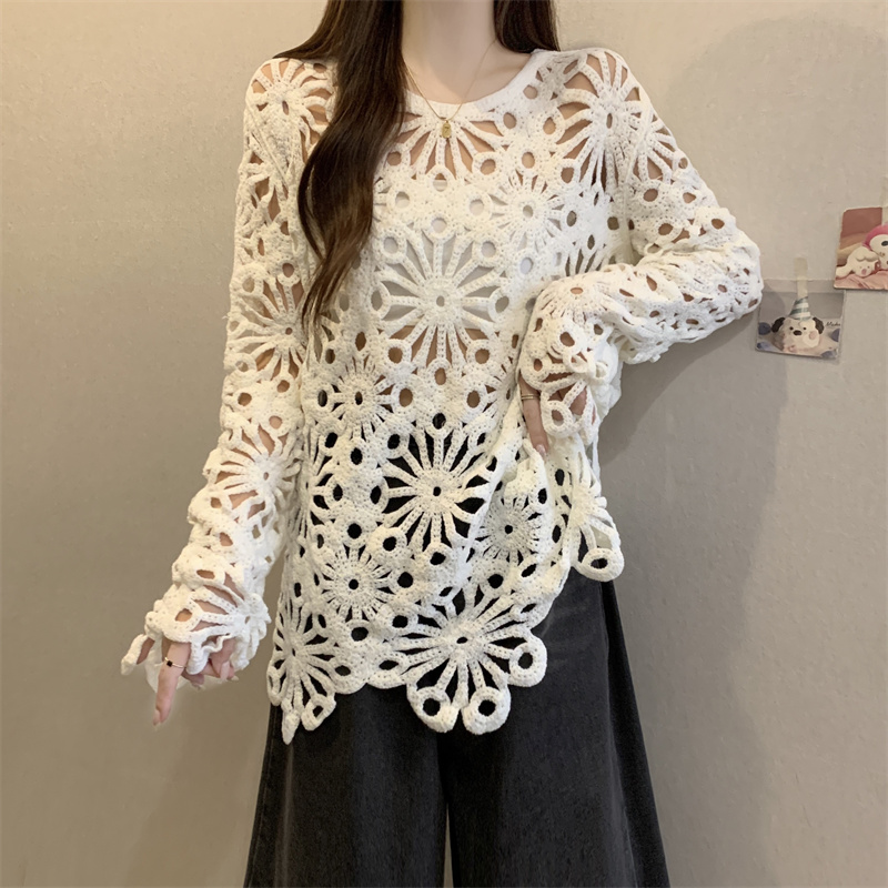 Spring shirt embroidery bottoming shirt for women