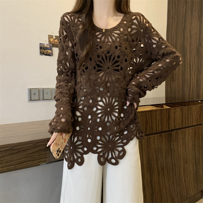 Spring shirt embroidery bottoming shirt for women