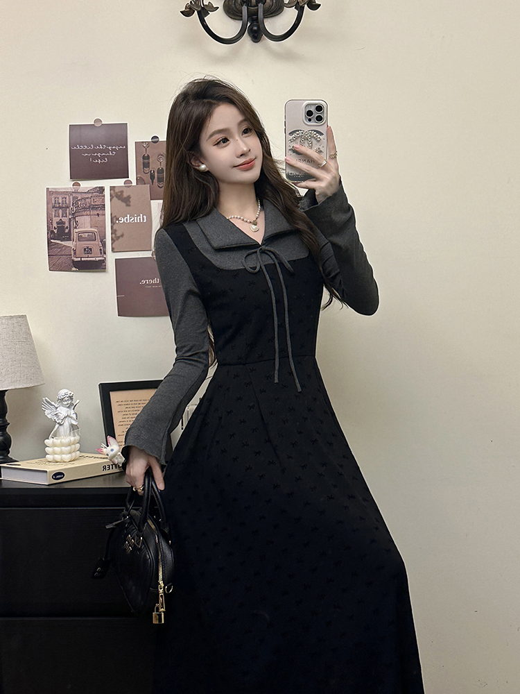 Fat large yard long dress Pseudo-two dress for women